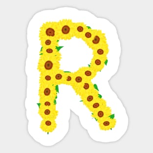 Sunflowers Initial Letter R (White Background) Sticker